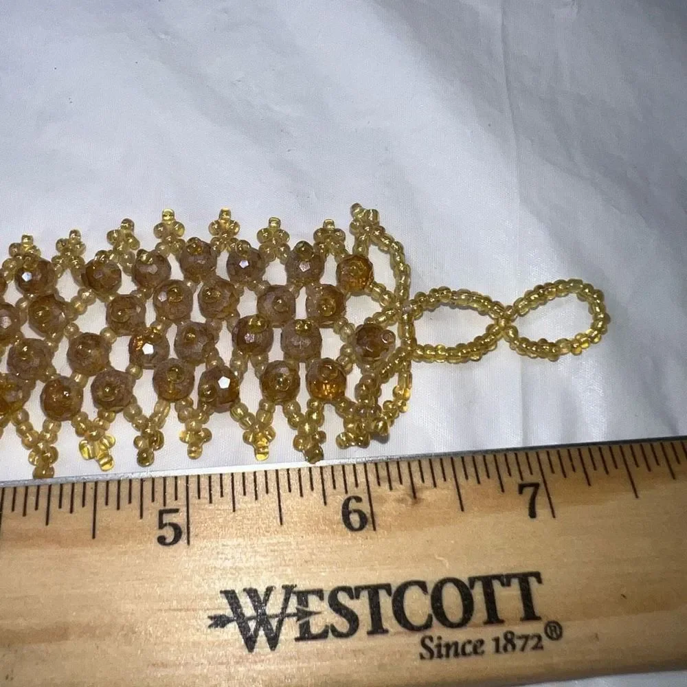 Vintage Faceted and‎ Seed Bead Braided Cuff Bracelet